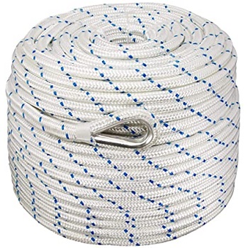 Norestar Double Braided Nylon Anchor Rope/Line with Thimble