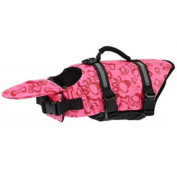 PETCEE Dog Life Jacket Adjustable Belts and Rescue Handle